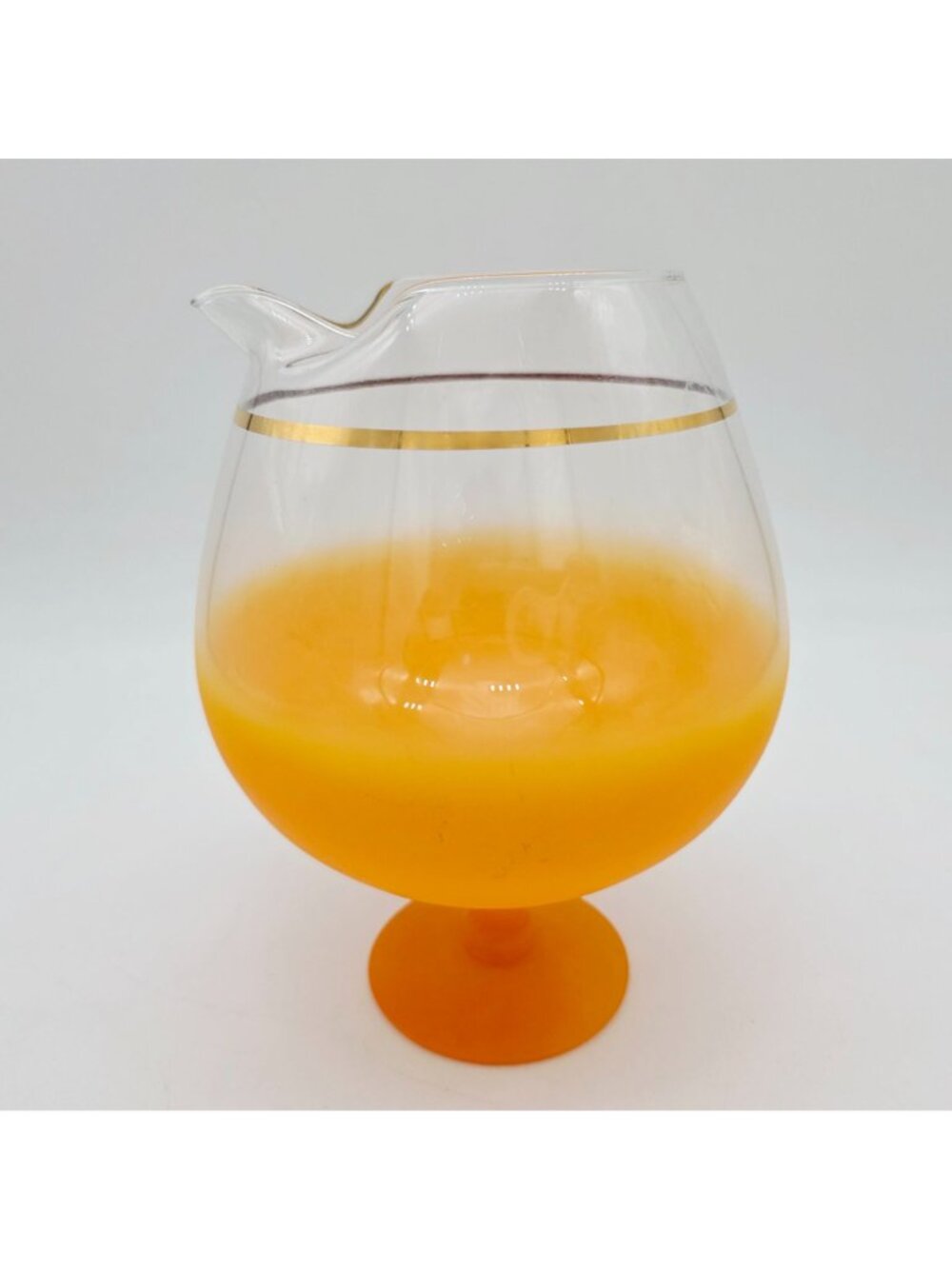 Mid-Century Blendo Pitcher Orange Ombre Glass With Gold Rim - Picture 5 of 8